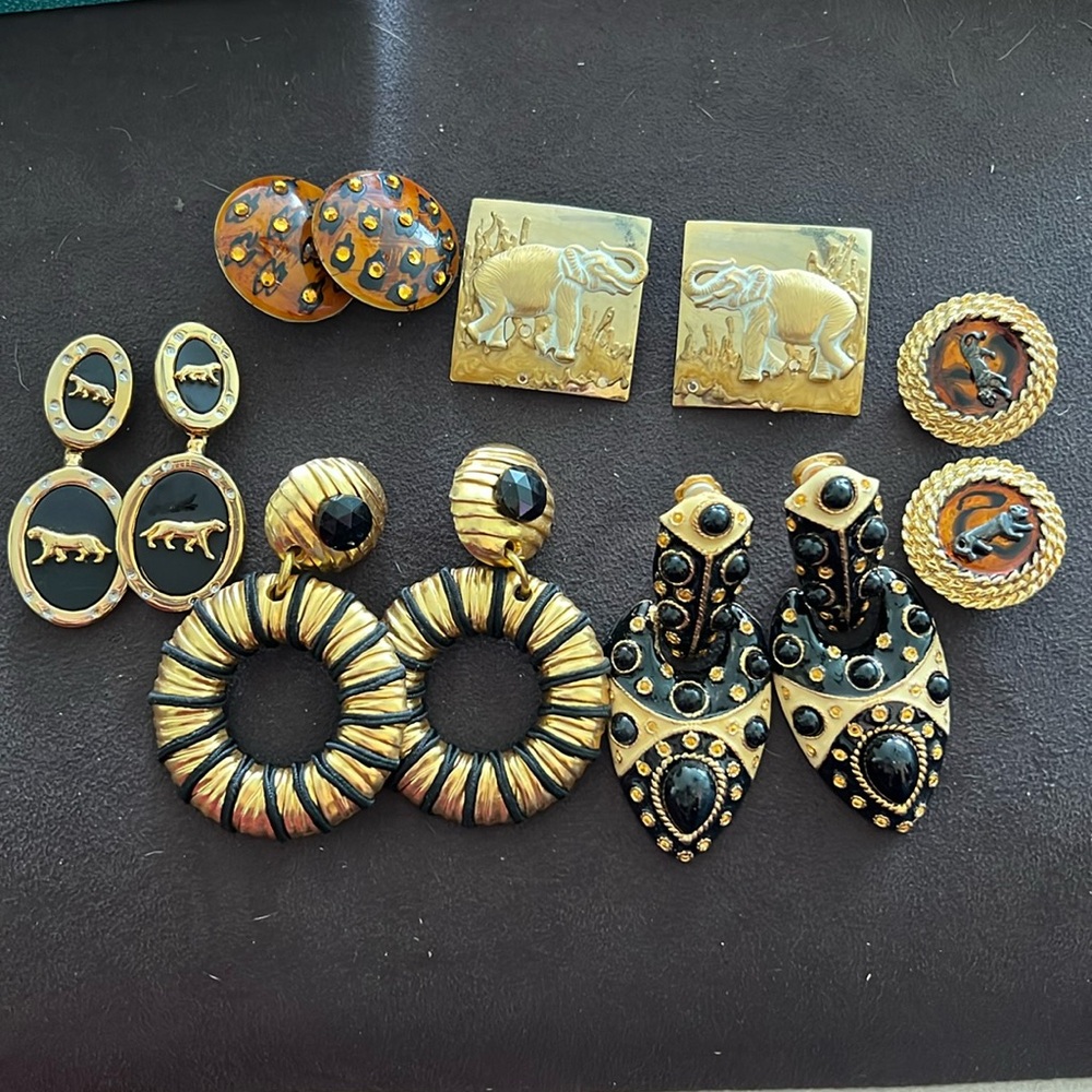 6 pairs clip on earrings